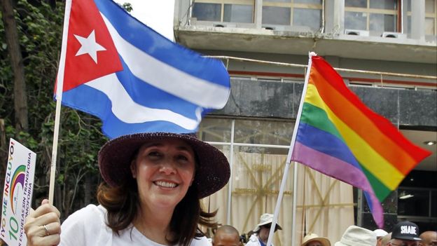 Mariela Castro attends a march where hundreds of Cubans protested against homophobia and for gay rights in 2017 in Havana, Cuba.