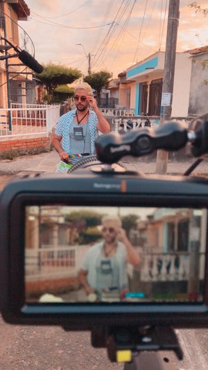 West Palm Beach-based screenwriter and director Matthew Baquero on the set of his first feature film, "San Pablo," in Cartago, Colombia, in October 2020.