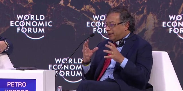 Colombian President Gustavo Francisco Petro Urrego speaking at the World Economic Forum